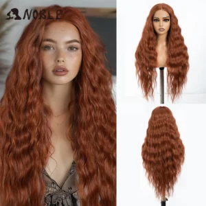 Noble Synthetic Lace Front Wig Long Wavy Ombre Blonde Wig Red Wigs Lace Part Synthetic Lace Wigs For Women Lace Front Wigs