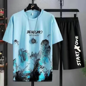 2024 Sommer Schnelltrocknender Anzug für Männer Modische Bequeme Kurzarm-T-Shirts+Shorts 2-Teiliges Set Trainingsanzug Fitnesskleidung für Männer