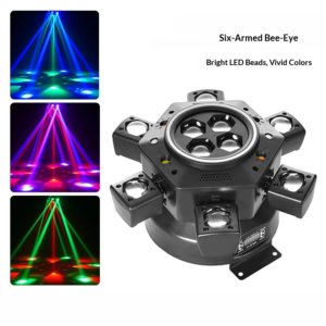 6-Arm Moving Head DJ Light 150W Remote Control Disco Party LED Beam Lights DMX512 Rotating Stage Effect Lighting