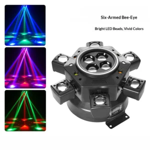 6-Arm Moving Head DJ Light 150W Remote Control Disco Party LED Beam Lights DMX512 Rotating Stage Effect Lighting