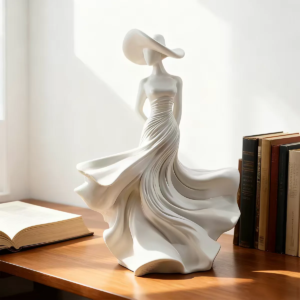 Resin Female Statue Sculpture Modern Woman Figurine Home Decor Art Craft for Living Room Bedroom Office Shelf Desktop Decoration