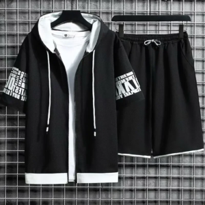 Sommer Dünne männer Sport Anzug 2-teiliges Set Casual Mit Kapuze Quick Dry Lauf Übung Kleidung Kurzarm Shorts