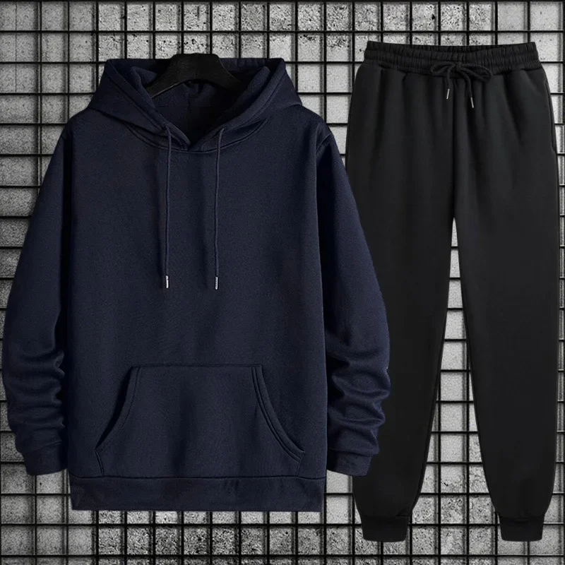 Herbst Winter Einfarbig Hoodie Und Jogginghose Herren Trainingsanzug Urban Casual Fashion Sportswear Männlich Tägliches Training Jogginganzug Herbst Winter Einfarbig Hoodie Und Jogginghose Herren Trainingsanzug Urban Casual Fashion Sportswear Männlich Tägliches Training Jogginganzug – Bild 3