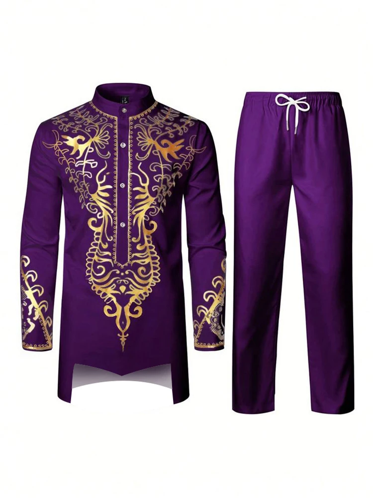 Muslim Robe Pattern Printing Black White Yellow Navy Blue Long-Sleeved Trousers The Traditional Dress Of Arab Men 3D Muslim Robe Pattern Printing Black White Yellow Navy Blue Long-Sleeved Trousers The Traditional Dress Of Arab Men 3D