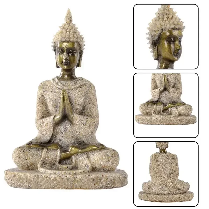 Sandstein-Buddha-Statue, Sitzende Meditation, Buddha-Skulptur, Handgefertigte Figur, Miniatur-Ornament, Heimstatue Sandstein-Buddha-Statue, Sitzende Meditation, Buddha-Skulptur, Handgefertigte Figur, Miniatur-Ornament, Heimstatue – Bild 6