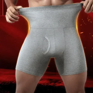 Men's underwear Men's cotton high waist belly large size lengthening anti-wear leg plus fat warm sports boxer shorts