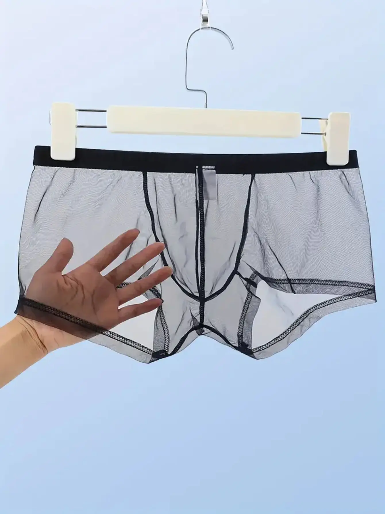 Durchsichtige Mesh-Unterwäsche Für Herren, Transparent, Sexy, Atmungsaktiv, Bequem, Kurze Shorts, Erhältlich In Den Farben Schwarz Und Weiß Durchsichtige Mesh-Unterwäsche Für Herren, Transparent, Sexy, Atmungsaktiv, Bequem, Kurze Shorts, Erhältlich In Den Farben Schwarz Und Weiß – Bild 2