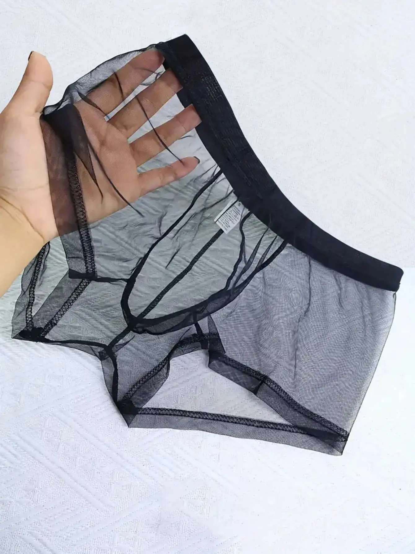 Durchsichtige Mesh-Unterwäsche Für Herren, Transparent, Sexy, Atmungsaktiv, Bequem, Kurze Shorts, Erhältlich In Den Farben Schwarz Und Weiß Durchsichtige Mesh-Unterwäsche Für Herren, Transparent, Sexy, Atmungsaktiv, Bequem, Kurze Shorts, Erhältlich In Den Farben Schwarz Und Weiß – Bild 3