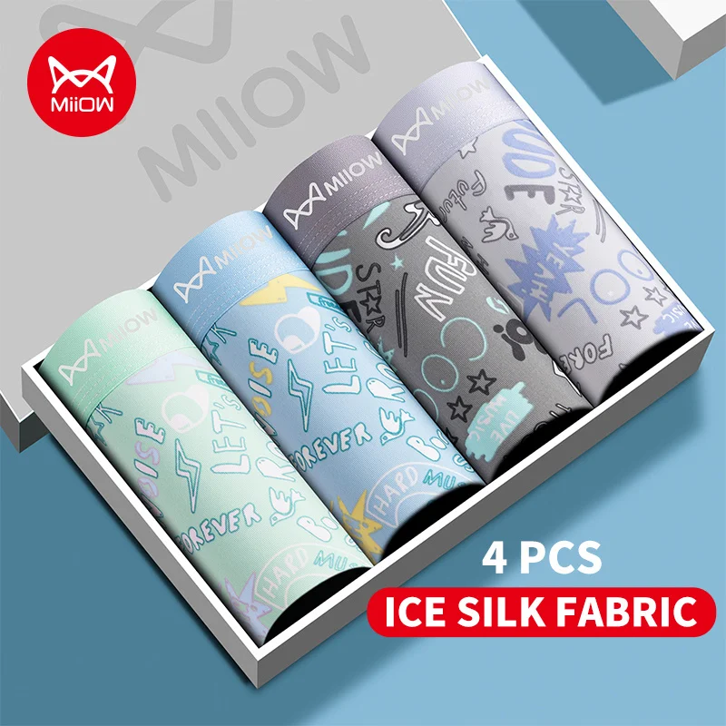 Miiow 4Pcs Ice Silk Men Boxers 10A Antibacterial Crotch Man Panties Underpants Breathable Cartoon Print Men'S Underwear Trunks Miiow 4Pcs Ice Silk Men Boxers 10A Antibacterial Crotch Man Panties Underpants Breathable Cartoon Print Men'S Underwear Trunks – Bild 10
