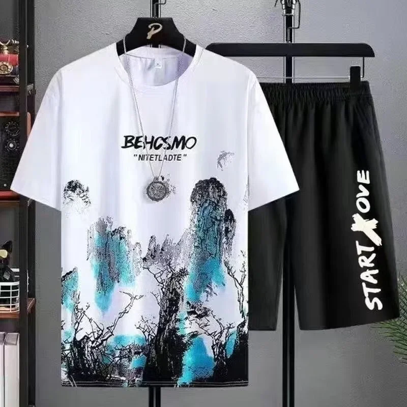 2025 Sommer Dünnes Casual Herren-Set Manga Graffiti T-Shirts + Shorts 2-Teilig Bequem Und Atmungsaktiv Herren Top Bedruckte T-Shirt-Sets 2025 Sommer Dünnes Casual Herren-Set Manga Graffiti T-Shirts + Shorts 2-Teilig Bequem Und Atmungsaktiv Herren Top Bedruckte T-Shirt-Sets