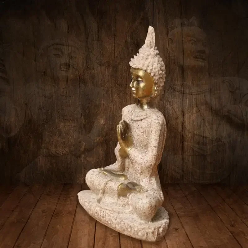 Sandstein-Buddha-Statue, Sitzende Meditation, Buddha-Skulptur, Handgefertigte Figur, Miniatur-Ornament, Heimstatue Sandstein-Buddha-Statue, Sitzende Meditation, Buddha-Skulptur, Handgefertigte Figur, Miniatur-Ornament, Heimstatue – Bild 4