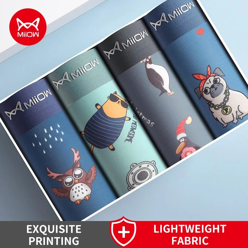 Miiow 4Pcs Tier Druck Männer Unterwäsche Boxer Shorts Jugend Baumwolle Männer Boxershorts Atmungsaktive Unterhose Dessous Männliche Höschen Miiow 4Pcs Tier Druck Männer Unterwäsche Boxer Shorts Jugend Baumwolle Männer Boxershorts Atmungsaktive Unterhose Dessous Männliche Höschen – Bild 9