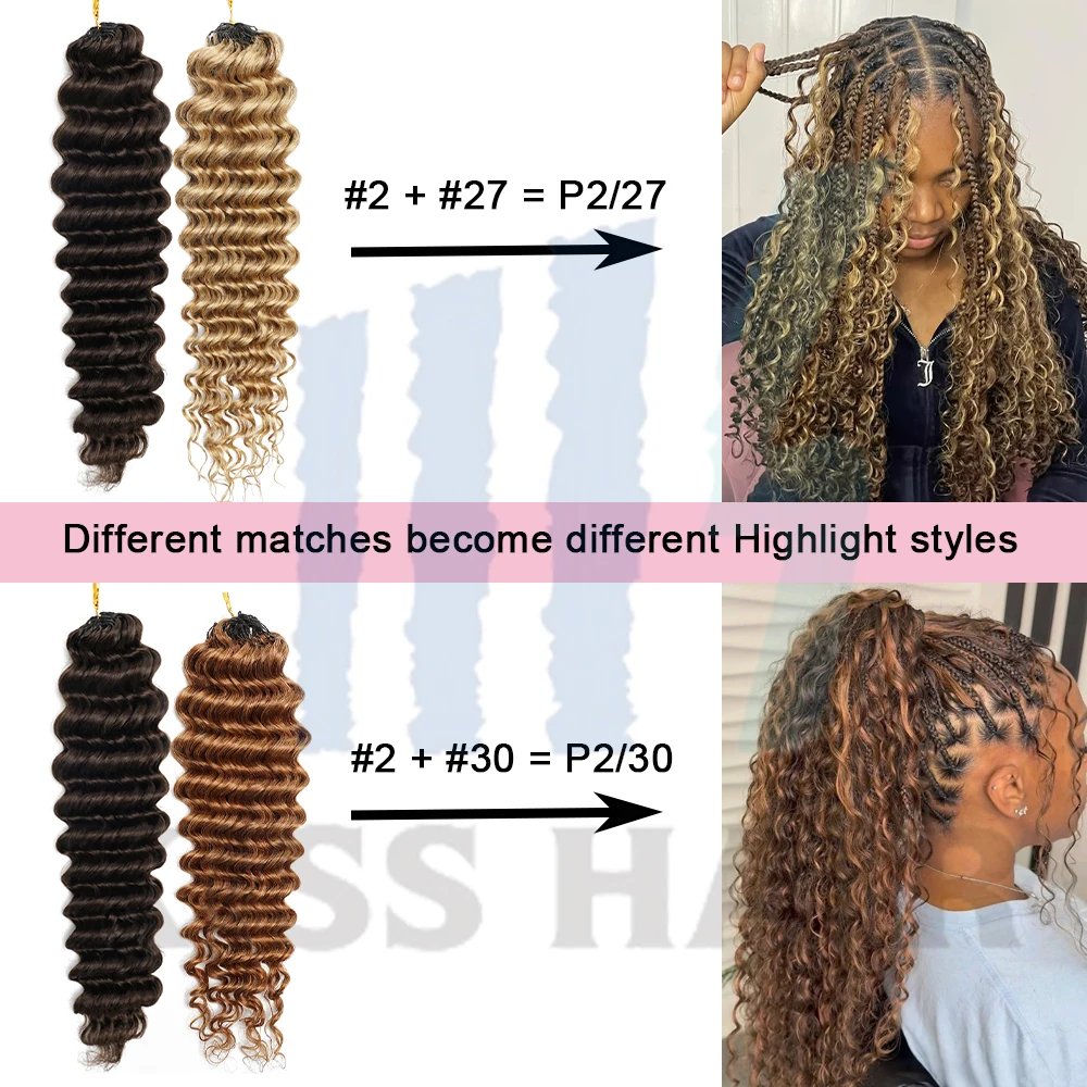 # 30 Farbige 100% Echthaar-Strähnen Für Highlight Miracle Knots Crochet Deep Wave Feather Crochet Boho Braids Wellige Bulk-Haarverlängerungen # 30 Farbige 100% Echthaar-Strähnen Für Highlight Miracle Knots Crochet Deep Wave Feather Crochet Boho Braids Wellige Bulk-Haarverlängerungen – Bild 5