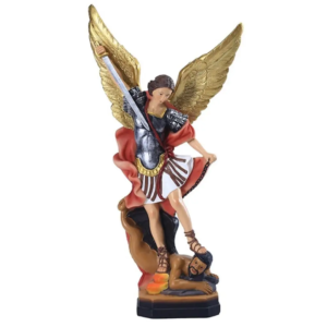 Klassische Heiliger-Milka-Engel-Statue, handgefertigte Heiliger-Milka-Engel-Skulptur, Dämonentöter-Gott-Skulptur aus Harz, Engel mit Schwert, religiöse Statue