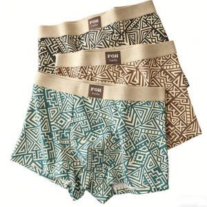 1/3 Stück Herren-Boxershorts aus Baumwolle, atmungsaktiv, bequeme Unterwäsche, bedruckt, trendig, ethnisch, Retro, quadratische Unterhose, männliche Unterhose