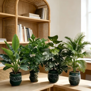 4-teilige Große Künstliche Areca-Palme mit 48 Blättern Tropische Topfpflanzen Geeignet für Innenraum-Gartendekoration