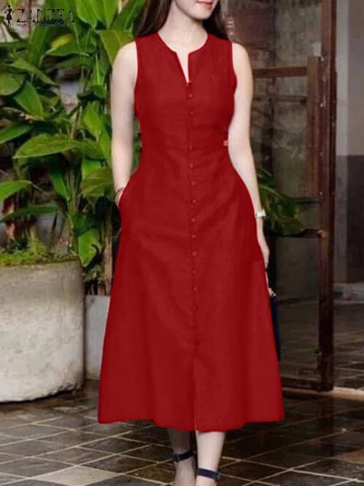 Zanzea 2024 Sommer Sommerkleid Frauen Elegante V-Ausschnitt Party Kleid Solide Ärmel Eine Linie Vestido Robe Stilvolle Ol Arbeit Party Kleider Zanzea 2024 Sommer Sommerkleid Frauen Elegante V-Ausschnitt Party Kleid Solide Ärmel Eine Linie Vestido Robe Stilvolle Ol Arbeit Party Kleider