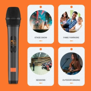 Professionelles 2-Kanal UHF Digital Funkmikrofonsystem für JBL PartyBox DJ mit zwei wiederaufladbaren Mikrofonen