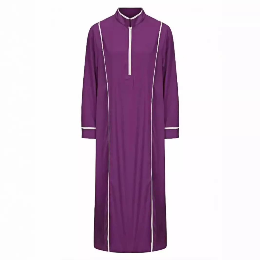 African Ethnic Style Casual Comfortable Muslim Robes, 100% Polyester Semi-High-Neck Patchwork Robes, Men'S Autumn And Winter African Ethnic Style Casual Comfortable Muslim Robes, 100% Polyester Semi-High-Neck Patchwork Robes, Men'S Autumn And Winter – Bild 3