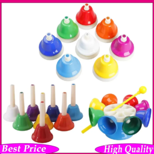 Colorful 8-Note Hand Bell Orff Musical Instrument Children's Music Toy Baby Early Education Beautiful Christmas Gift