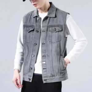 Retro-Weste für Männer im koreanischen Stil, lässig, studentenfreundlich, vielseitige ärmellose Jeansjacke, hohe Qualität, asiatische Größe.