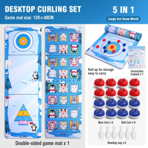 Tisch-Curling Brettspiele für Familien Interaktives Tischbowling Curling-Spiel Shuffleboard Entwicklungsspiel Lernspielzeug