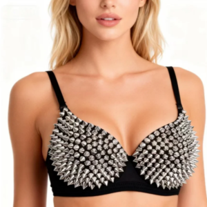 Silber Nieten Punk Rave Bralette Dessous Gothic Bh Top Sexy Push-Up Büstenhalter Nachtclub Party Bar Mode Heiße Bhs Für Frauen