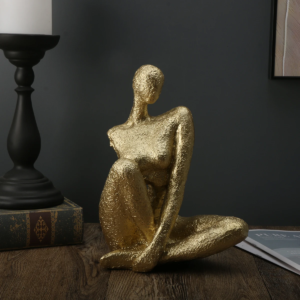 Abstract Body Sculpture Art - Golden Goddess Statue, Creative Home Decor Gift