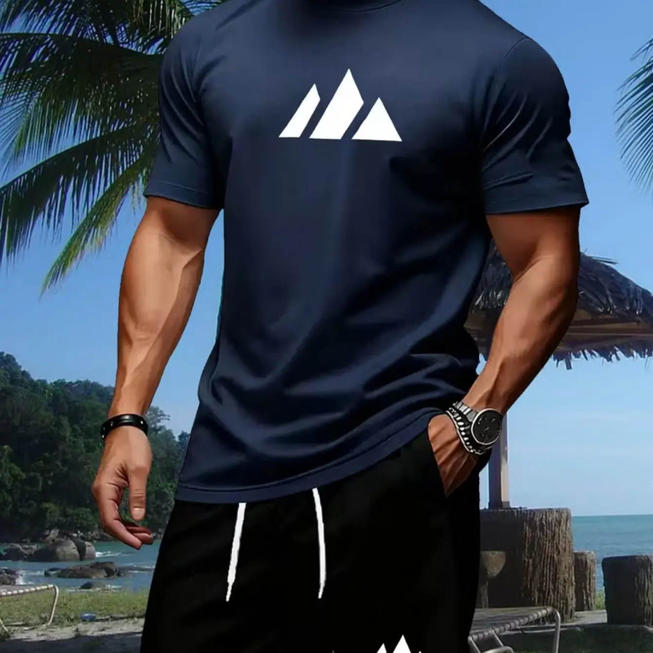 Neue Sommer-Fitness-Sportbekleidung Für Herren, Kurzärmeliges T-Shirt Und Shorts, Zweiteiliges Set, Atmungsaktive Und Schnelltrocknende Freizeitkleidung. Neue Sommer-Fitness-Sportbekleidung Für Herren, Kurzärmeliges T-Shirt Und Shorts, Zweiteiliges Set, Atmungsaktive Und Schnelltrocknende Freizeitkleidung. – Bild 2