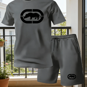 Herren Sommer Atmungsaktive Sportbekleidung Rundhals Kurzarm Fünf-Viertel-Shorts Leichtes und Bequemes Sport-Set