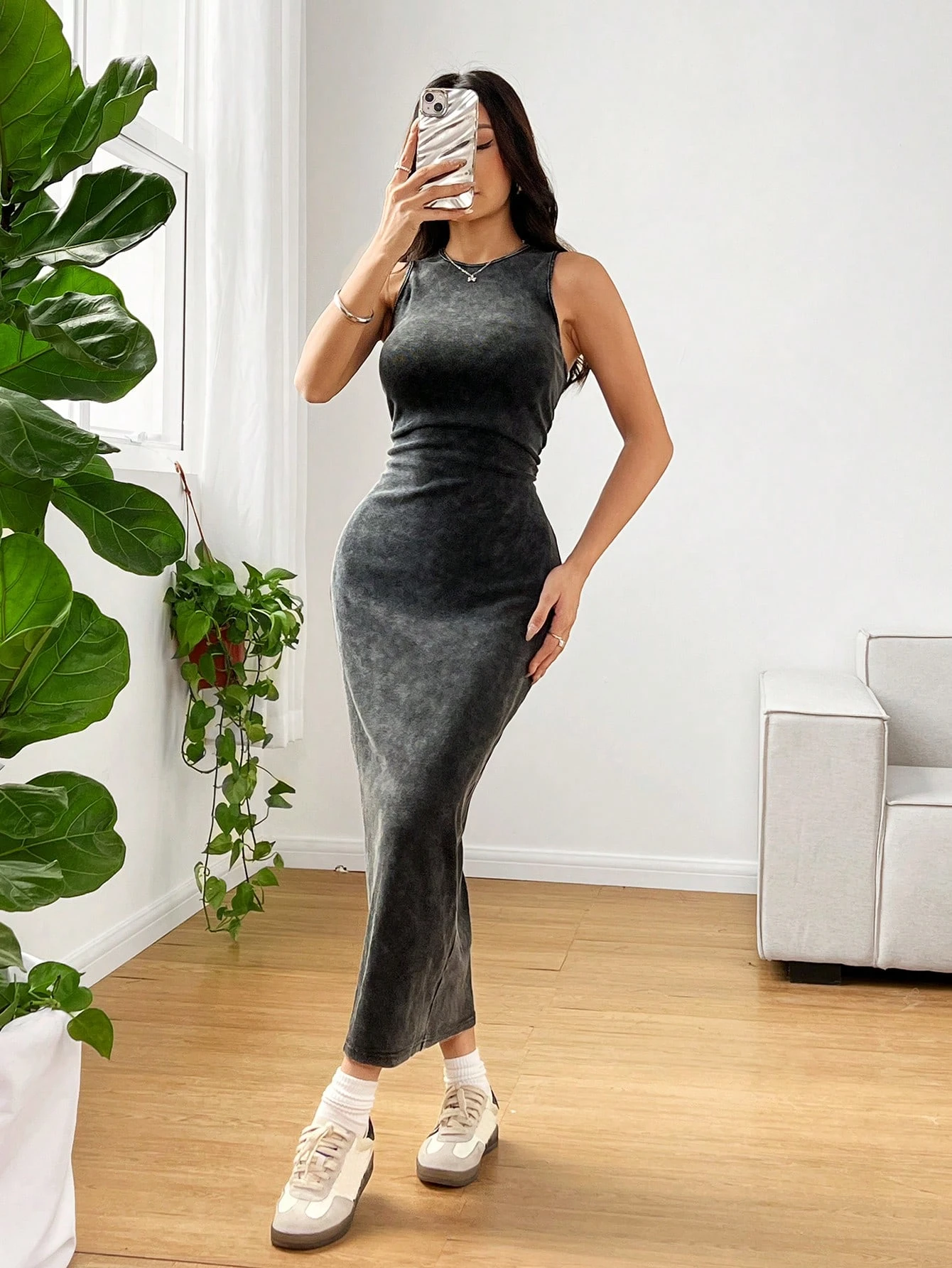 Sommer-Rundhalsausschnitt Für Damen, Figurbetont, Lässig, Cami-Kleid, Urlaubs-Outfits, Sommerkleider Für Damen Sommer-Rundhalsausschnitt Für Damen, Figurbetont, Lässig, Cami-Kleid, Urlaubs-Outfits, Sommerkleider Für Damen – Bild 3