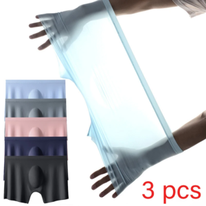 3 Teile/los Männer der Sommer Ultra-dünne Boxer Briefs Eis Seide Nahtlose Unterwäsche Sexy Dessous Unterhose Shorts Atmungsaktive Höschen