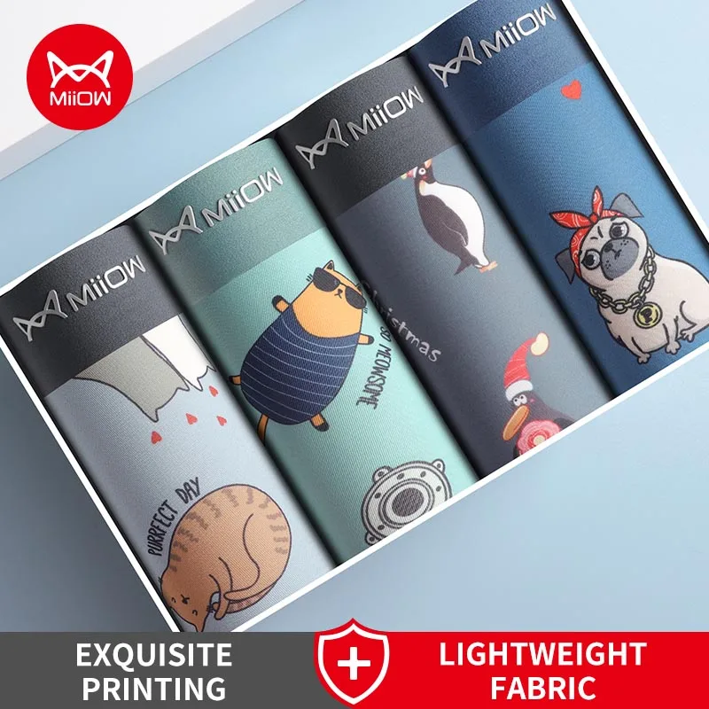 Miiow 4Pcs Tier Druck Männer Unterwäsche Boxer Shorts Jugend Baumwolle Männer Boxershorts Atmungsaktive Unterhose Dessous Männliche Höschen Miiow 4Pcs Tier Druck Männer Unterwäsche Boxer Shorts Jugend Baumwolle Männer Boxershorts Atmungsaktive Unterhose Dessous Männliche Höschen – Bild 8