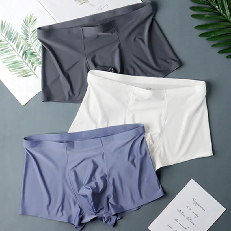 Seamless Ice Silk Boxers Men‘s Solid Color Male Underpants Ultra-Thin Sexy Underwear Summer Cool Trunk Shorts Seamless Ice Silk Boxers Men‘s Solid Color Male Underpants Ultra-Thin Sexy Underwear Summer Cool Trunk Shorts – Bild 3