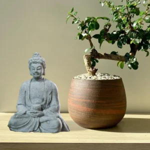 Sandstein sitzen Buddha Statue Skulptur für Schrank Home Tischplatte Hinterhof Dekor