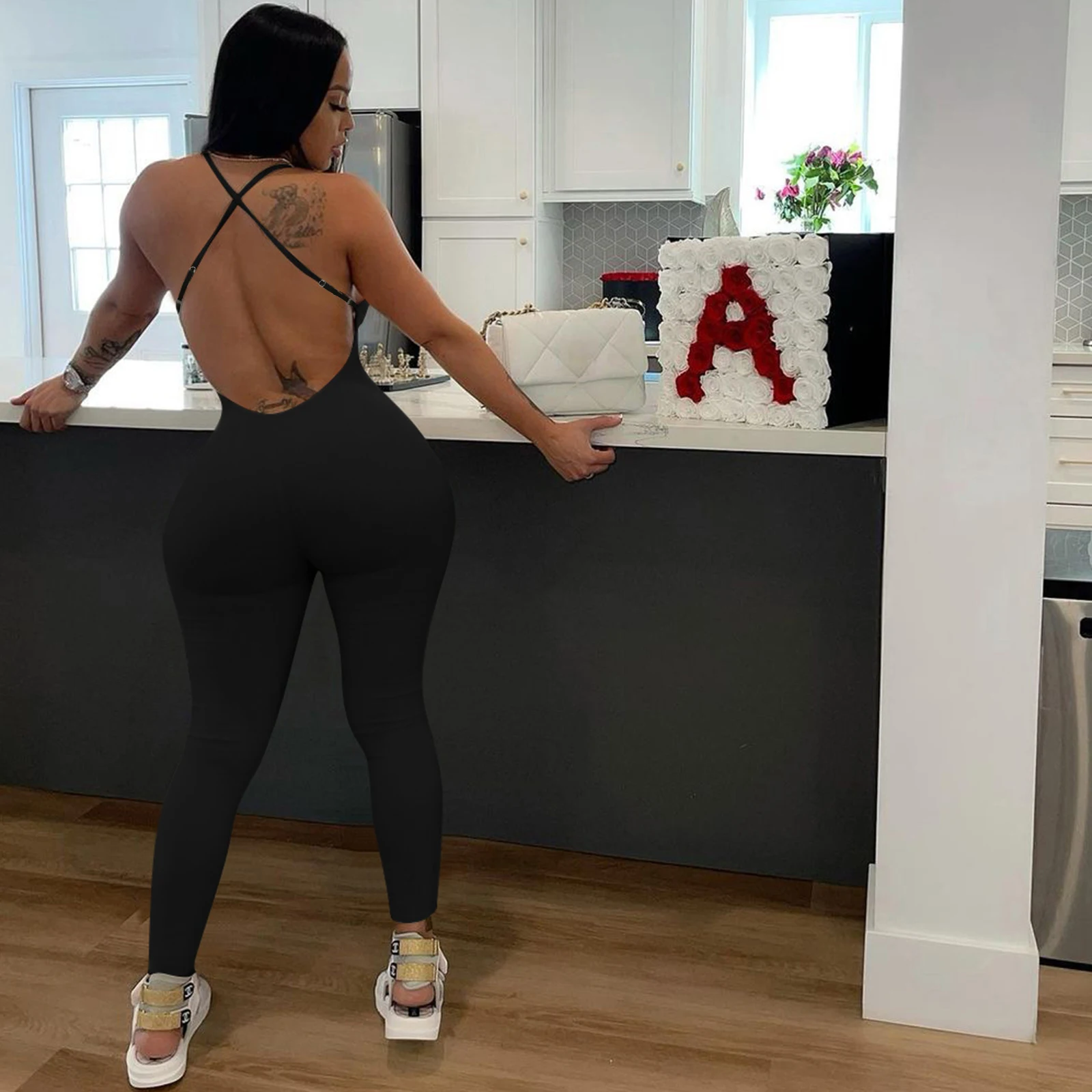 Women'S Solid Color Ribbed Camisole Back Jumpsuit Casual Yoga Jumpsuit Women'S Solid Color Ribbed Camisole Back Jumpsuit Casual Yoga Jumpsuit – Bild 3