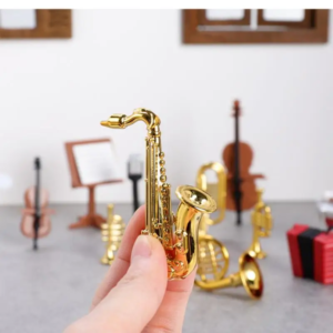 1Set Home Decor Toy 1:12 Dollhouse Miniature Accordion Sax Classical Musical Instrument Model Ornament Doll House Accessories