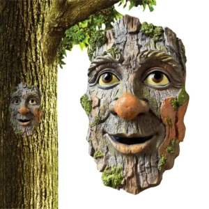 Tree Ornament Garden Wall Sculpture Quirkyy Tree Face Sculpture Old Man Resin Sculpture Man Face Yard Art Wall Mount Sculpture