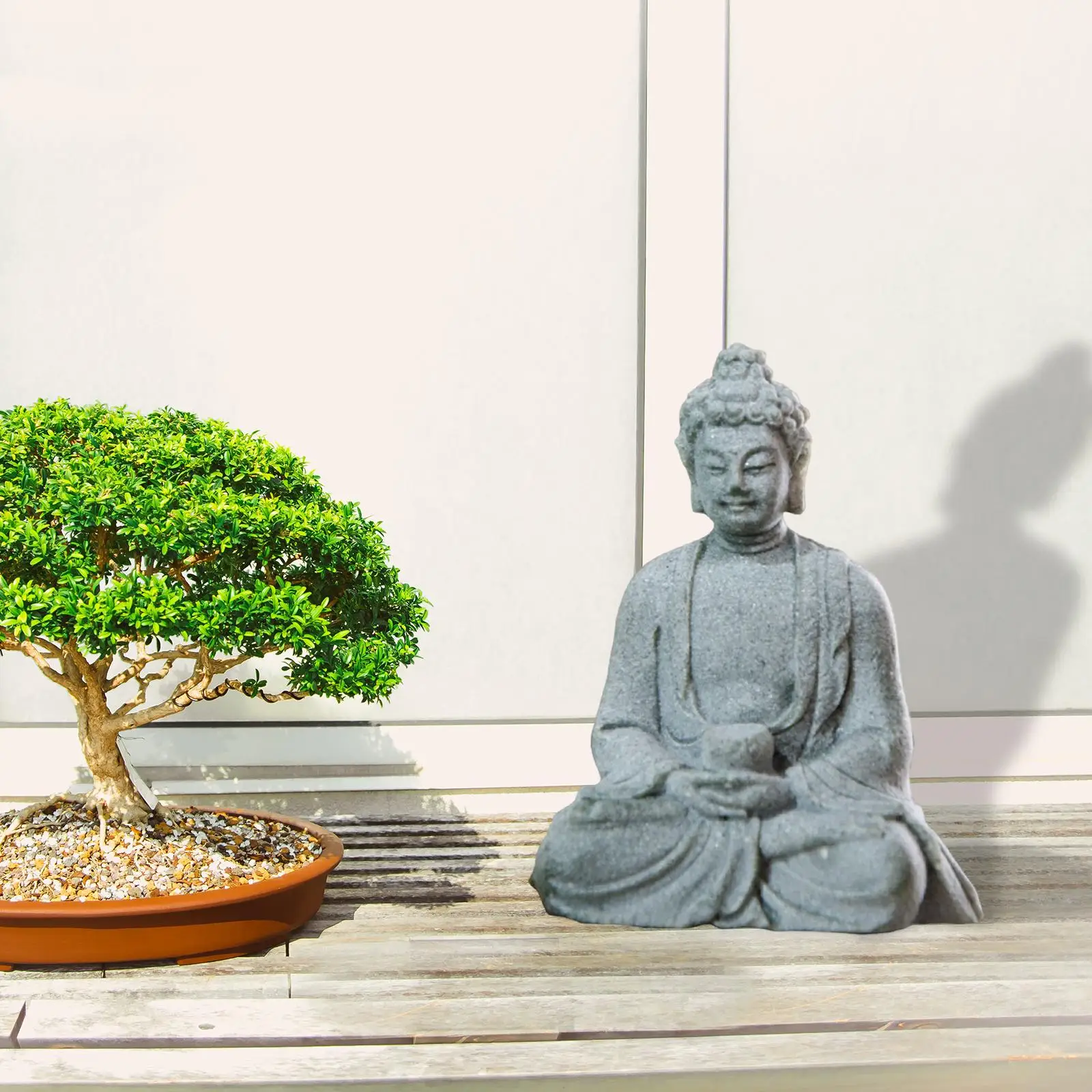 Sandstein Sitzen Buddha Statue Skulptur Für Schrank Home Tischplatte Hinterhof Dekor Sandstein Sitzen Buddha Statue Skulptur Für Schrank Home Tischplatte Hinterhof Dekor – Bild 2