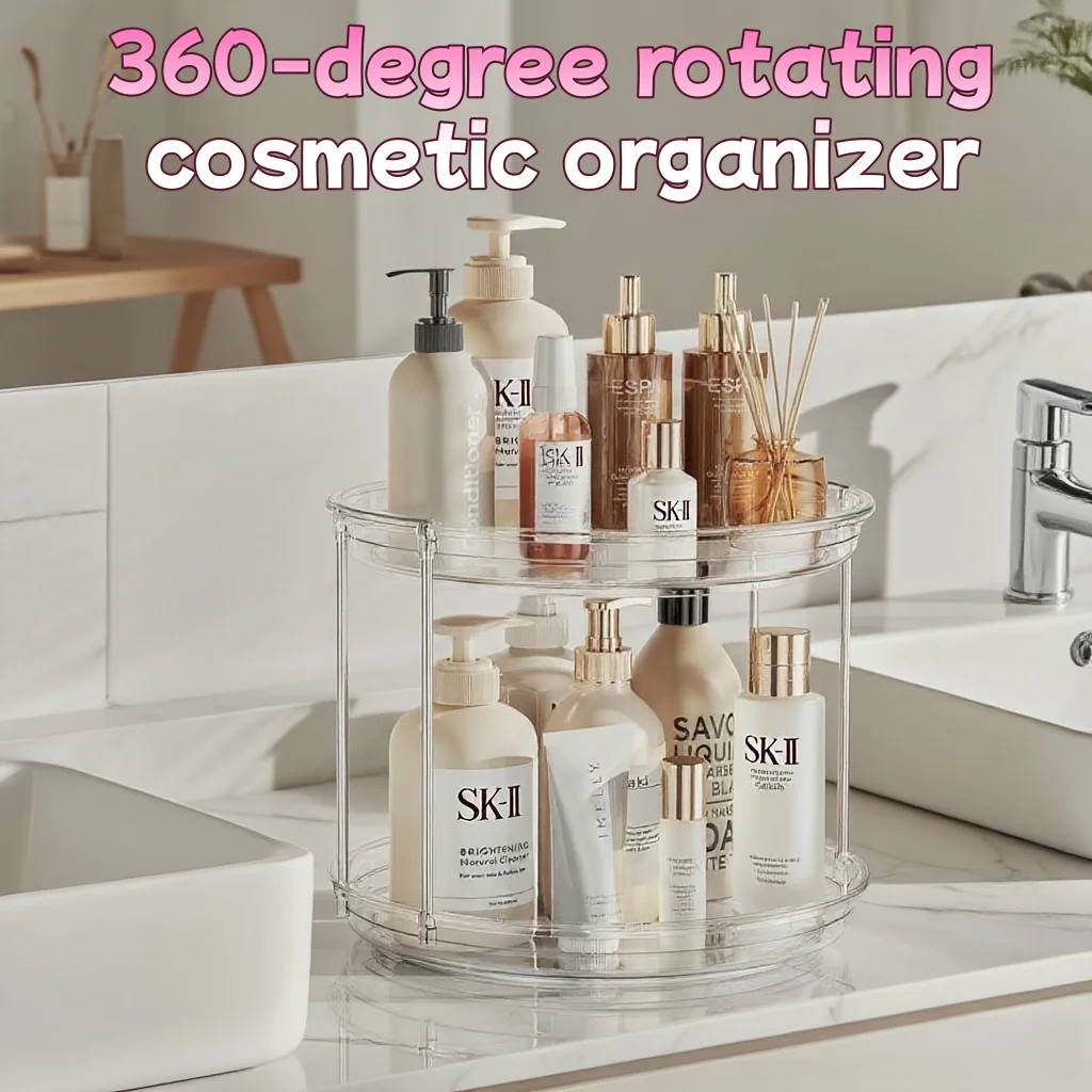 360° Drehbarer Make-Up-Organizer Mehrstöckiges Aufbewahrungsregal Transparentes Kosmetik- Und Gewürzregal Für Badezimmer, Schminktisch Und Küche 360° Drehbarer Make-Up-Organizer Mehrstöckiges Aufbewahrungsregal Transparentes Kosmetik- Und Gewürzregal Für Badezimmer, Schminktisch Und Küche – Bild 6