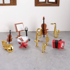 1 Set Home Decor Toy 1:12 Dollhouse Miniature Accordion Sax Classical Musical Instrument Model Ornament Doll House Accessories
