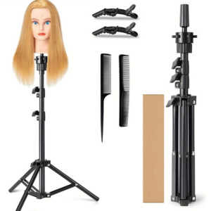 Wig Stand Tripod Set, Wig Head Display,for Styling, Braiding, Training, Hair Extension Practice, Fits All Foam Canvas Heads