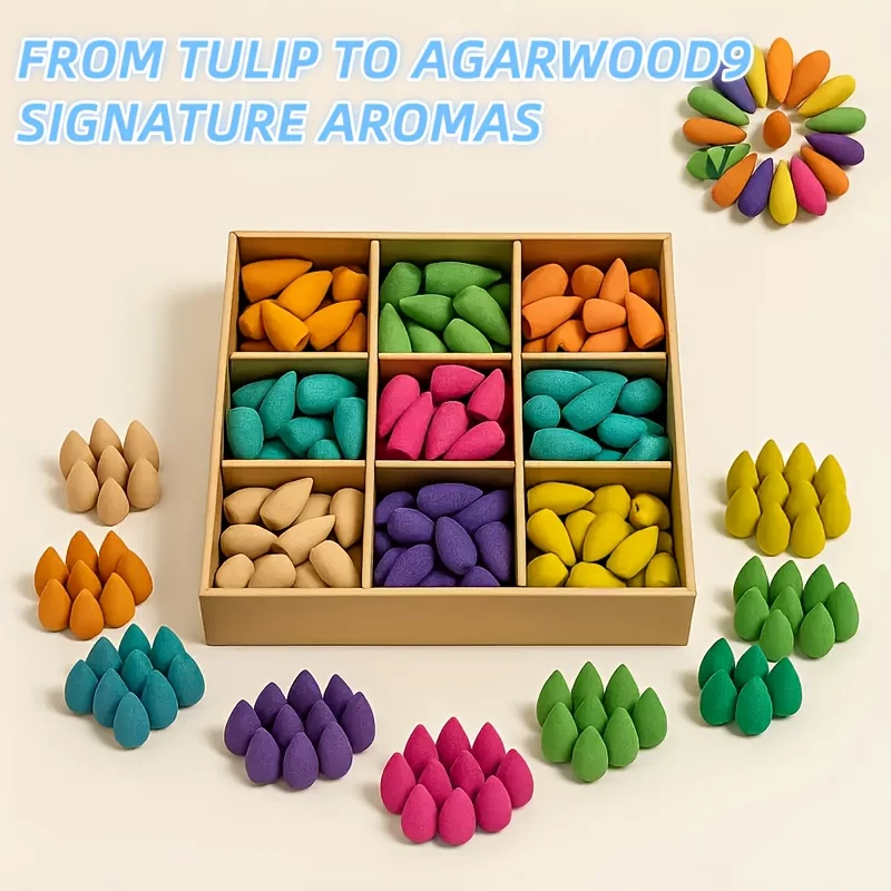 9Er-Pack Bunte Aromatherapie-Räucherstäbchen Für Den Innenbereich Zu Hause, Langanhaltender Duft, Rauch Fällt Für Die Betrachtung Und Entspannung 9Er-Pack Bunte Aromatherapie-Räucherstäbchen Für Den Innenbereich Zu Hause, Langanhaltender Duft, Rauch Fällt Für Die Betrachtung Und Entspannung – Bild 4