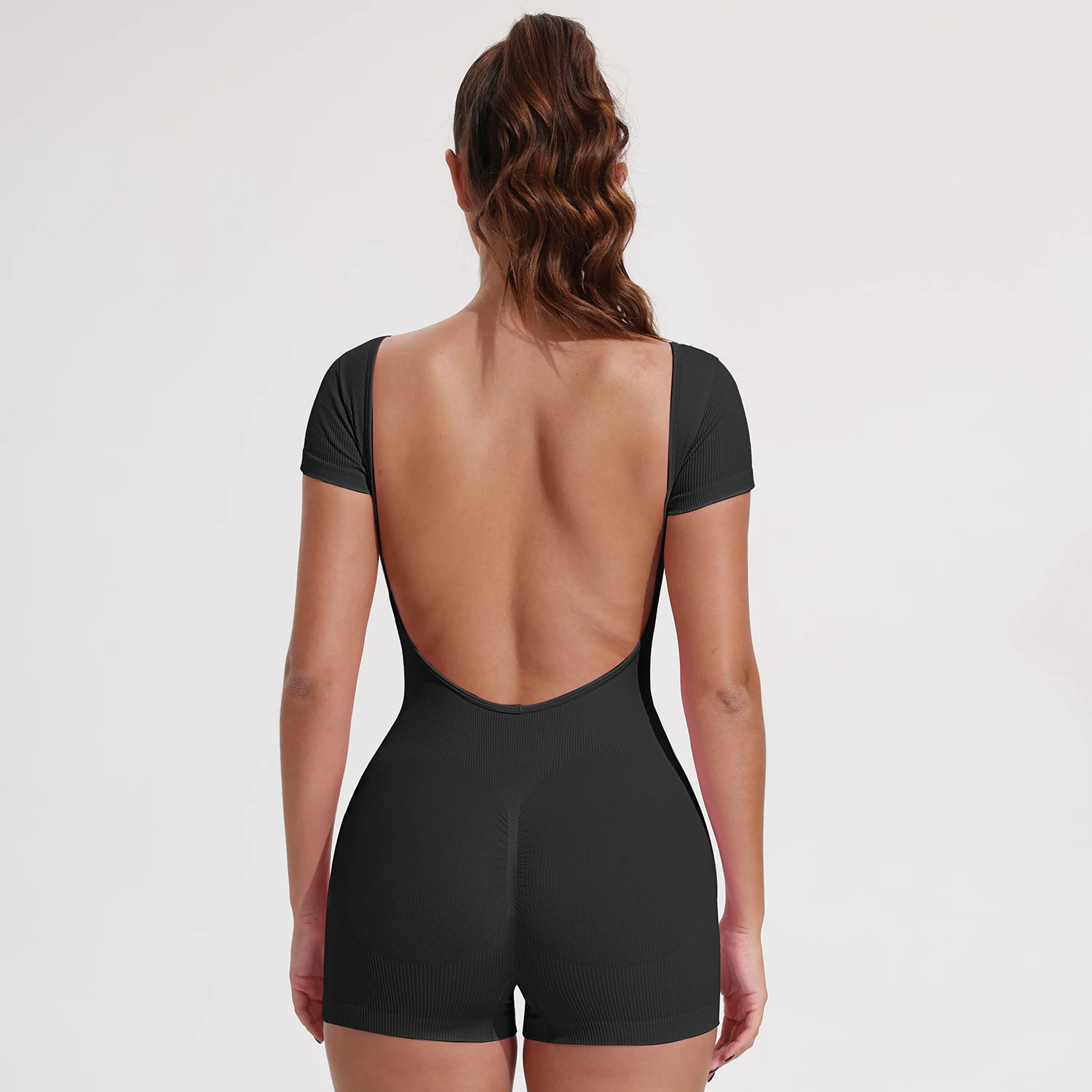 Sommer Sexy Rückenfreie Sport-Overalls Damen Gym Rompers Sportbekleidung Atmungsaktive Bodysuits Einteiliger Anzug Kurze Yoga-Jumpsuits Sommer Sexy Rückenfreie Sport-Overalls Damen Gym Rompers Sportbekleidung Atmungsaktive Bodysuits Einteiliger Anzug Kurze Yoga-Jumpsuits – Bild 5