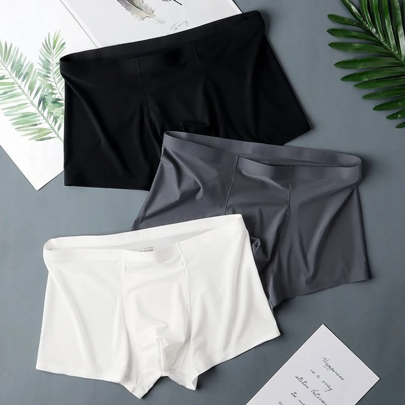 Seamless Ice Silk Boxers Men‘s Solid Color Male Underpants Ultra-Thin Sexy Underwear Summer Cool Trunk Shorts Seamless Ice Silk Boxers Men‘s Solid Color Male Underpants Ultra-Thin Sexy Underwear Summer Cool Trunk Shorts – Bild 2