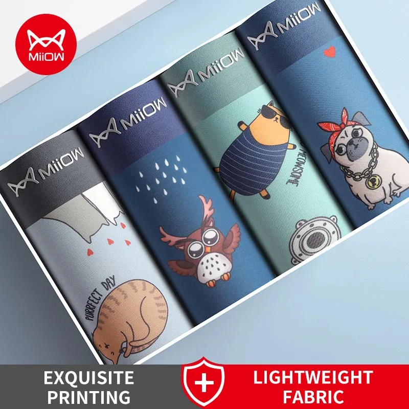 Miiow 4Pcs Tier Druck Männer Unterwäsche Boxer Shorts Jugend Baumwolle Männer Boxershorts Atmungsaktive Unterhose Dessous Männliche Höschen Miiow 4Pcs Tier Druck Männer Unterwäsche Boxer Shorts Jugend Baumwolle Männer Boxershorts Atmungsaktive Unterhose Dessous Männliche Höschen – Bild 11