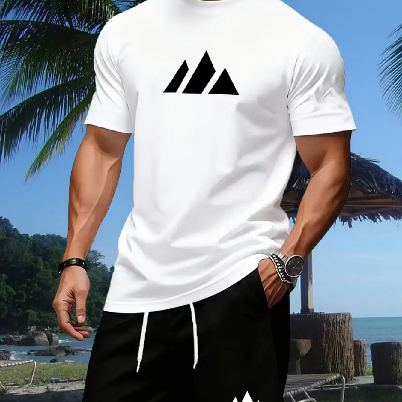 Neue Sommer-Fitness-Sportbekleidung Für Herren, Kurzärmeliges T-Shirt Und Shorts, Zweiteiliges Set, Atmungsaktive Und Schnelltrocknende Freizeitkleidung. Neue Sommer-Fitness-Sportbekleidung Für Herren, Kurzärmeliges T-Shirt Und Shorts, Zweiteiliges Set, Atmungsaktive Und Schnelltrocknende Freizeitkleidung. – Bild 3