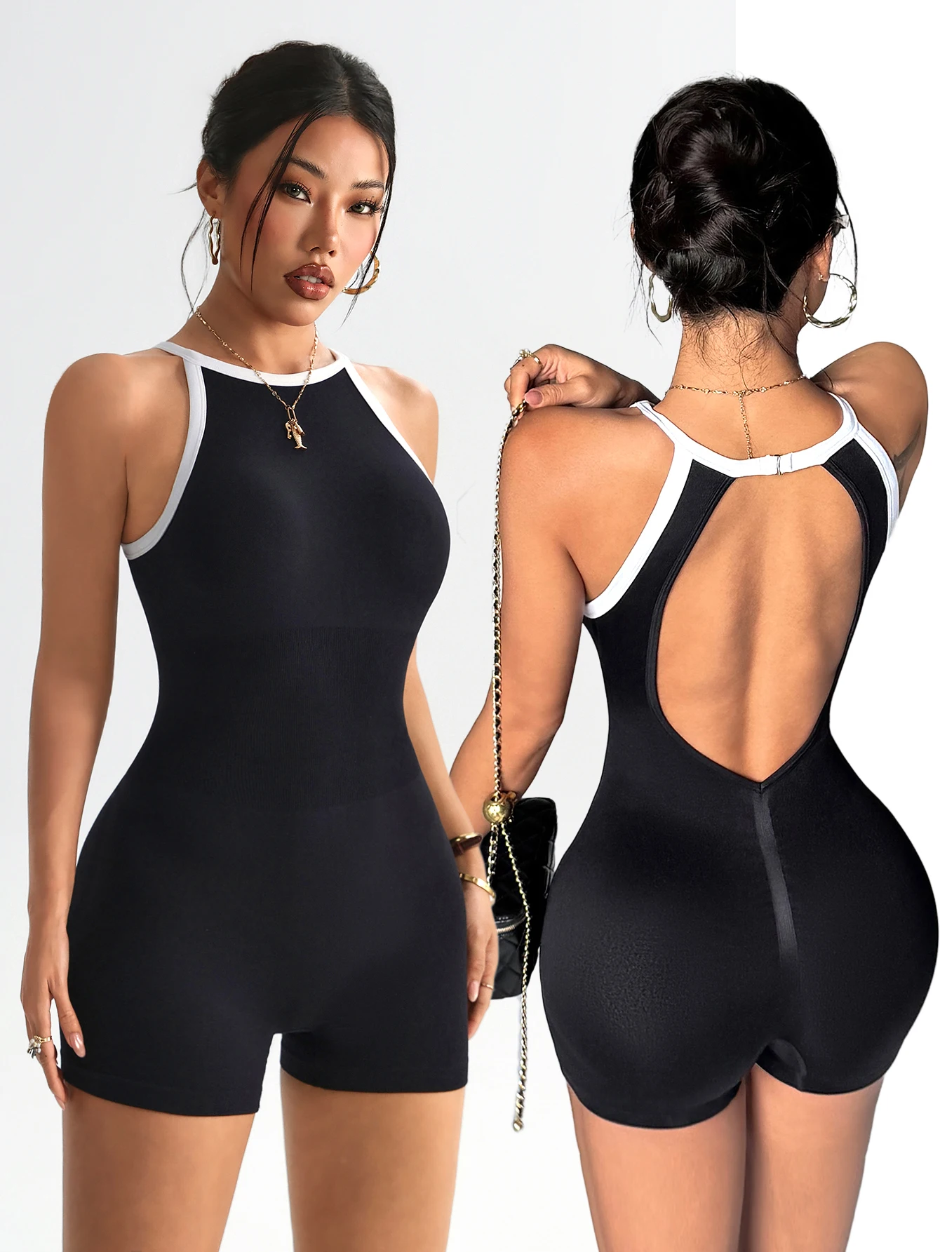 Sommer-Rompers Sportbekleidung Damen Gym Kombihosen Frauen Jumpsuits Sport Yoga Kleidung Weibliche Fitness Overalls Shorts Bodysuit Sommer-Rompers Sportbekleidung Damen Gym Kombihosen Frauen Jumpsuits Sport Yoga Kleidung Weibliche Fitness Overalls Shorts Bodysuit
