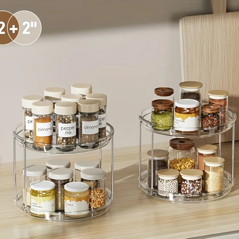 360° Drehbarer Make-Up-Organizer Mehrstöckiges Aufbewahrungsregal Transparentes Kosmetik- Und Gewürzregal Für Badezimmer, Schminktisch Und Küche 360° Drehbarer Make-Up-Organizer Mehrstöckiges Aufbewahrungsregal Transparentes Kosmetik- Und Gewürzregal Für Badezimmer, Schminktisch Und Küche – Bild 5