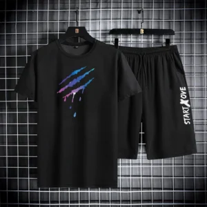 2025 Sommer Dünnes Lässiges Schnelltrocknendes Zweiteiler-Set Herren Sport Outdoor Lauf Kurzarm T-Shirt + Shorts Trainingsanzug